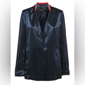 rag & bone navy striped satin blazer sz 10